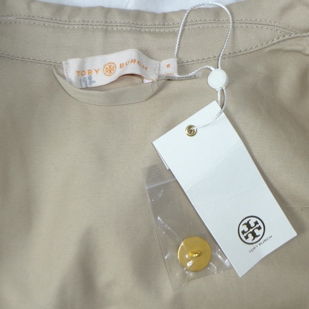 SOLD TORY BURCH Khaki Safari Midi Flare Dress Cotton Twill 8 NEW - Picture 12 of 14